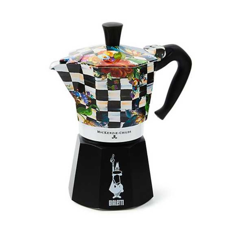 Floral Checkered Aluminum 6-Cup Stovetop Moka Pot