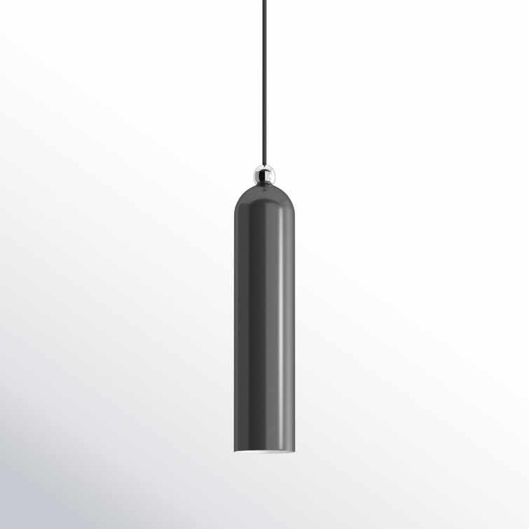 Shiny Dark Gray Metal Cylinder Pendant Light