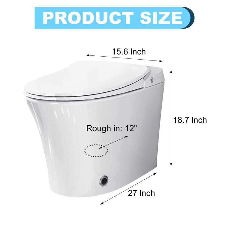 White Elongated High Efficiency Macerating Smart Toilet