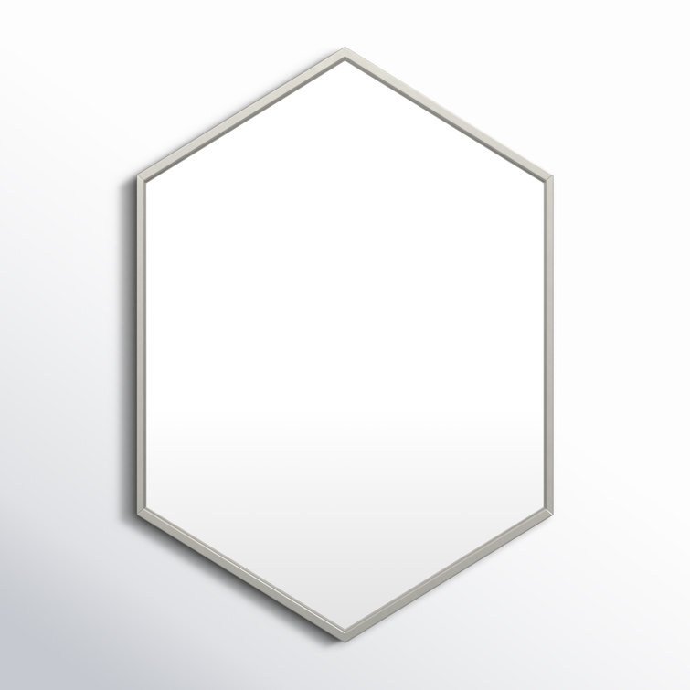 Modern Hexagon Full-Length Wall Mirror in Warm Silver