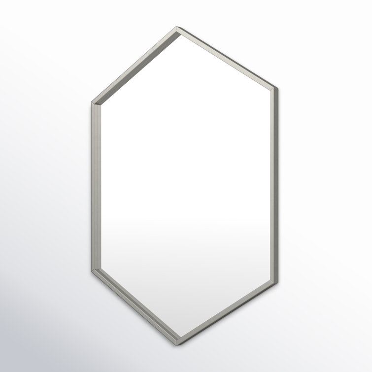 Modern Hexagon Full-Length Wall Mirror in Warm Silver