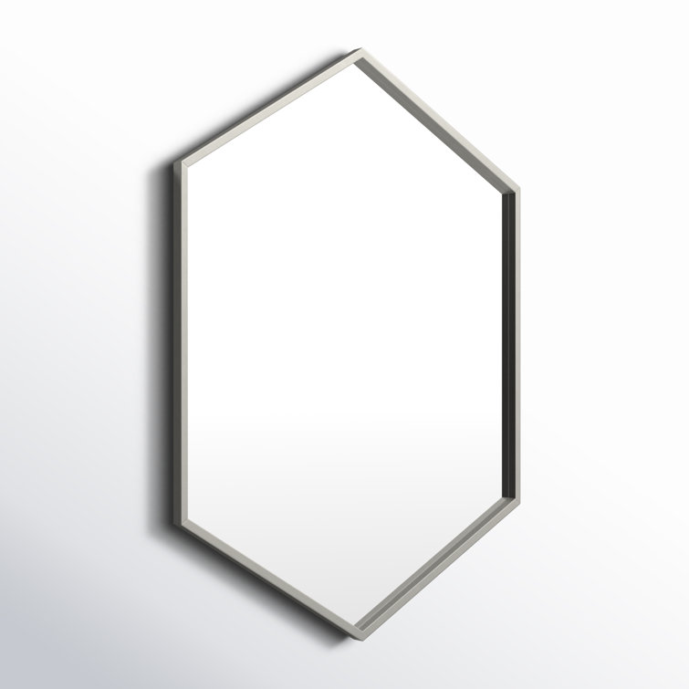 Modern Hexagon Full-Length Wall Mirror in Warm Silver