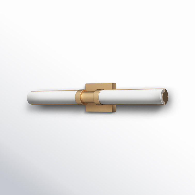 Satin Brass Dimmable LED Vanity Light with Frosted Glass