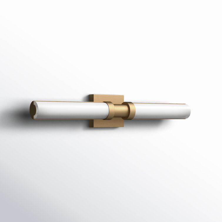 Satin Brass Dimmable LED Vanity Light with Frosted Glass