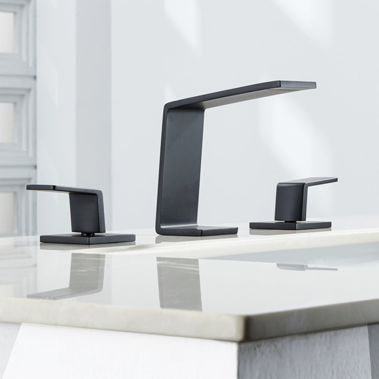 Matte Black Stainless Steel Widespread Bathroom Faucet with Pop-Up Drain