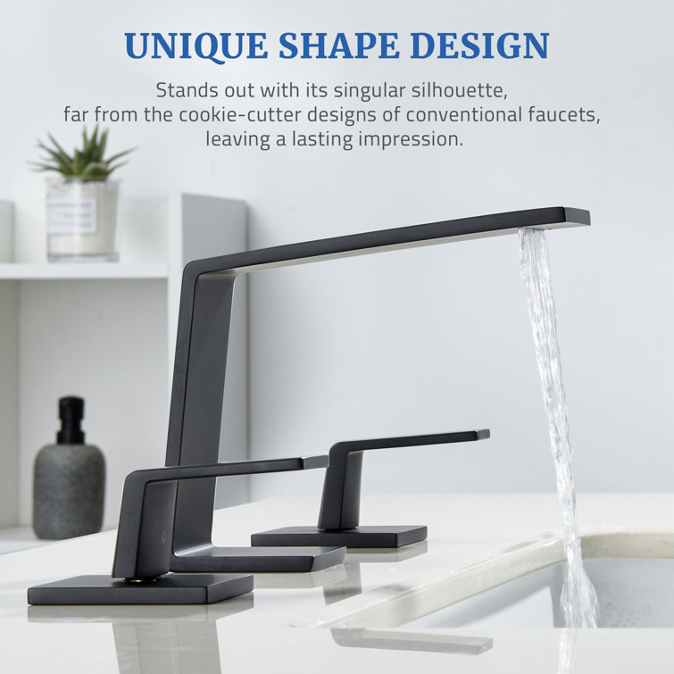 Matte Black Stainless Steel Widespread Bathroom Faucet with Pop-Up Drain