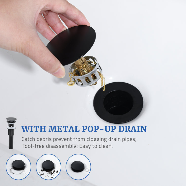 Matte Black Stainless Steel Widespread Bathroom Faucet with Pop-Up Drain