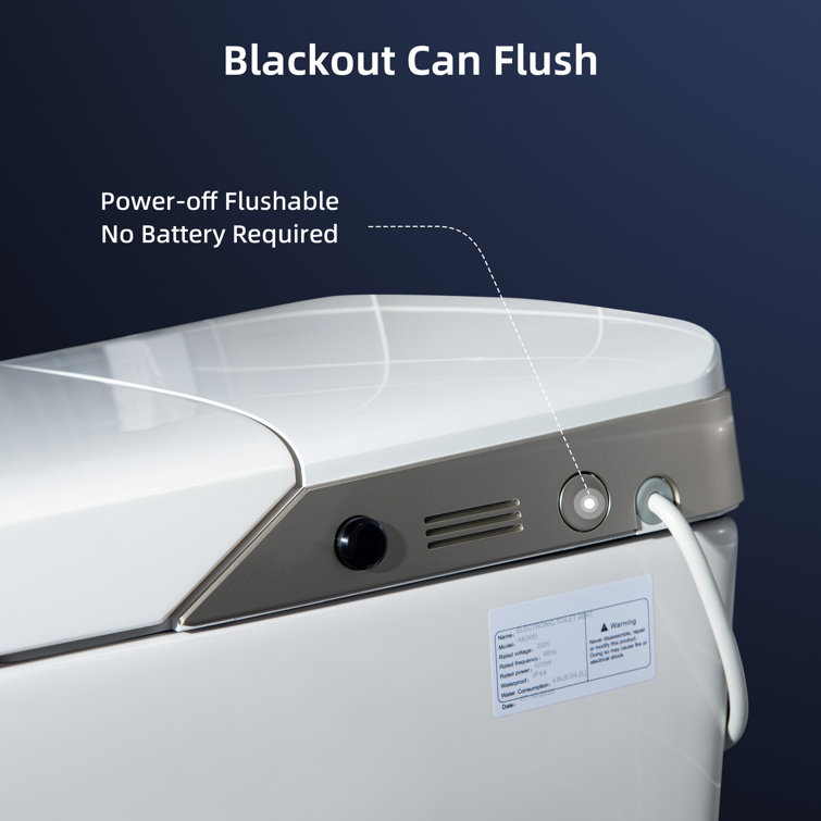White Elongated One-Piece Smart Bidet Toilet with Dual Flush