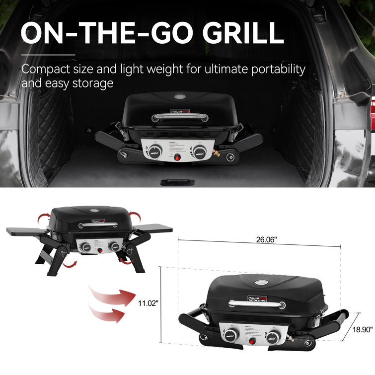 Royal Gourmet Black Stainless Steel 2-Burner Portable Propane Gas Grill