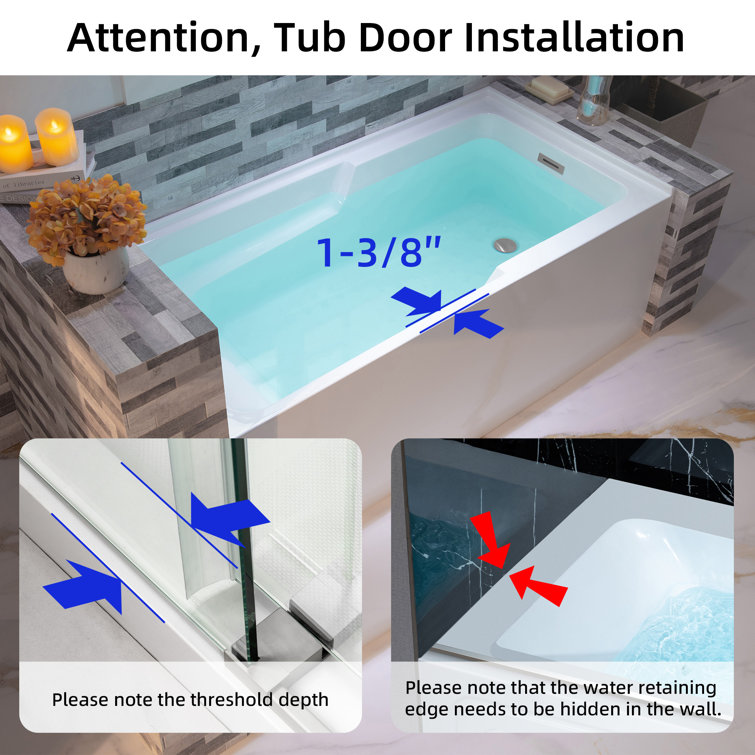 Vine 60'' x 30'' White Acrylic Alcove Soaking Bathtub