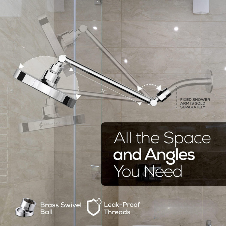 Polished Chrome Adjustable Rain Shower Head with Filter