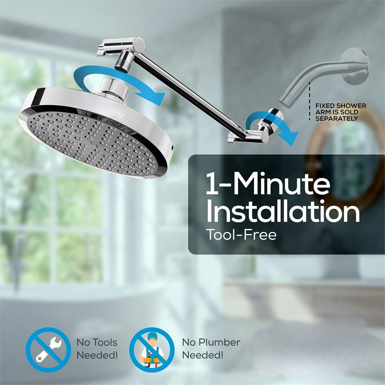 Polished Chrome Adjustable Rain Shower Head with Filter