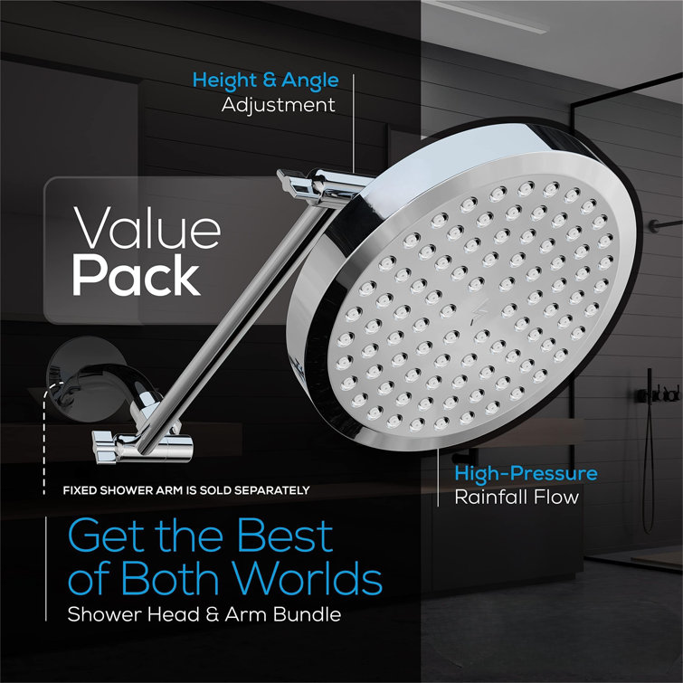 Polished Chrome Adjustable Rain Shower Head with Filter