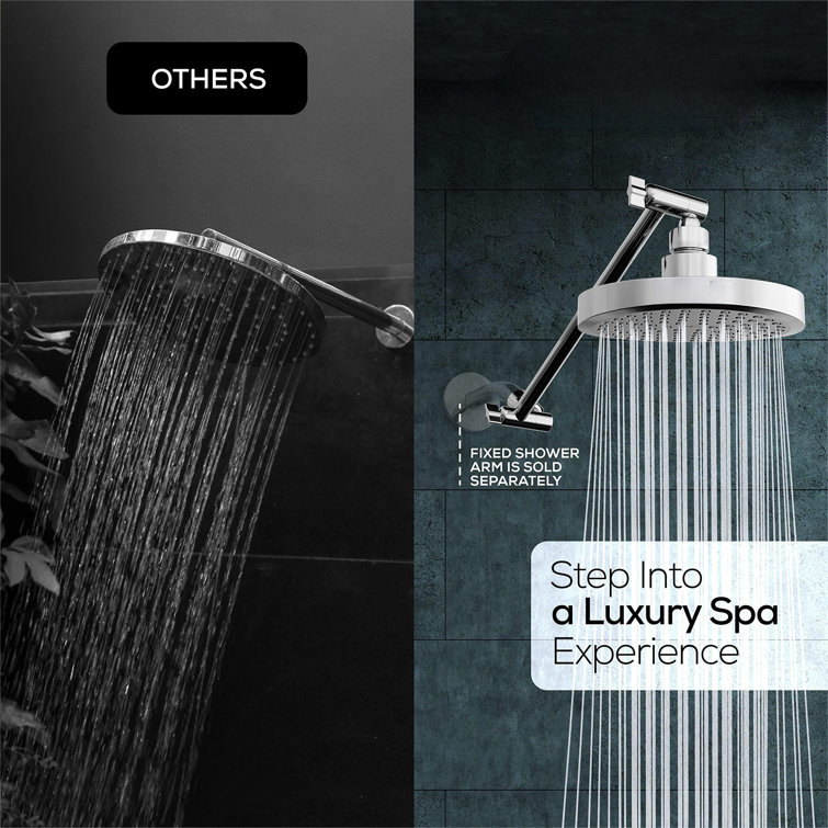 Polished Chrome Adjustable Rain Shower Head with Filter