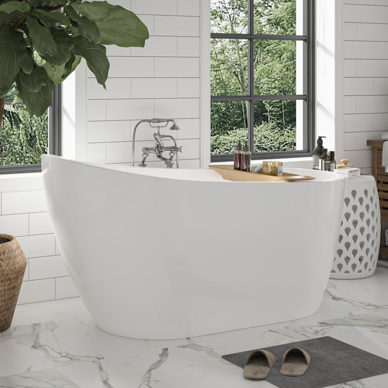 Pure White 54" x 28" Freestanding Acrylic Soaking Bathtub