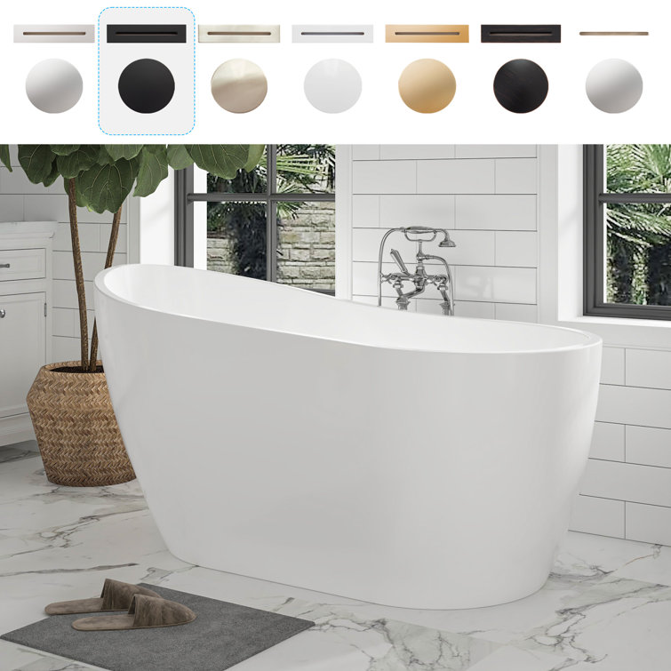 54" White Freestanding Acrylic Soaking Bathtub