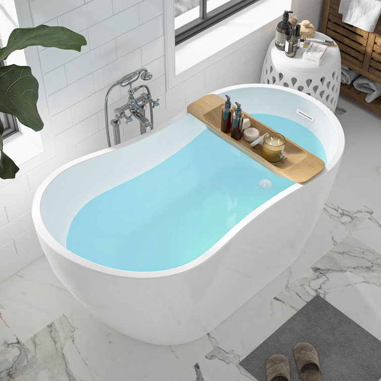 Pure White 54" x 28" Freestanding Acrylic Soaking Bathtub