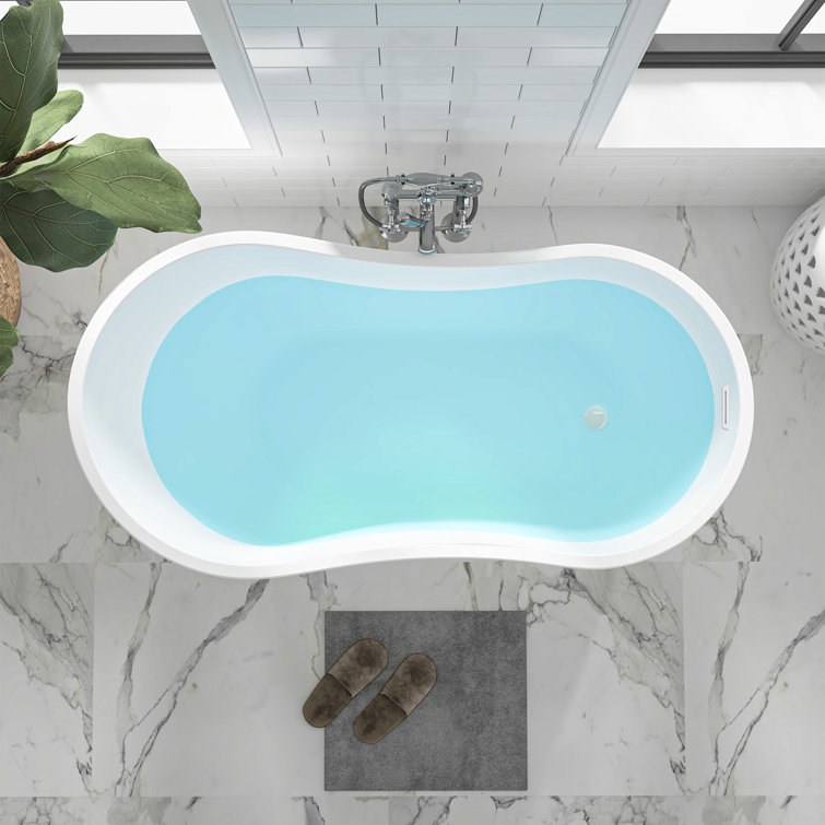 Pure White 54" x 28" Freestanding Acrylic Soaking Bathtub