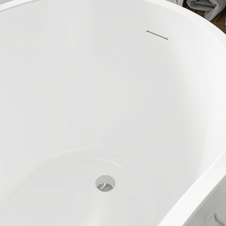 54" White Acrylic Freestanding Soaking Bathtub