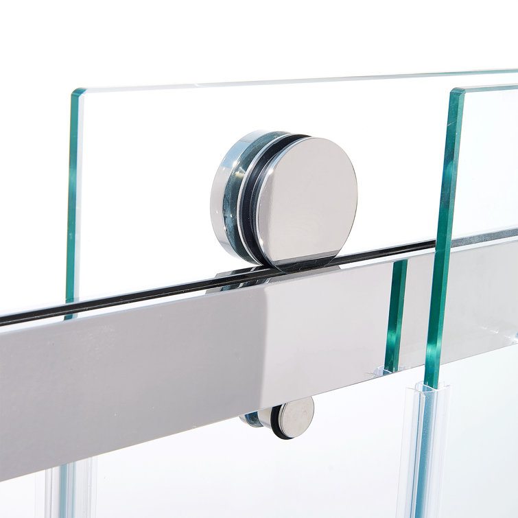 56-60" Frameless Clear Glass Double Sliding Shower Door in Matte Black