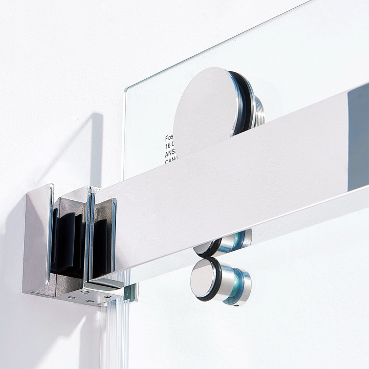 56-60" Frameless Clear Glass Double Sliding Shower Door in Matte Black