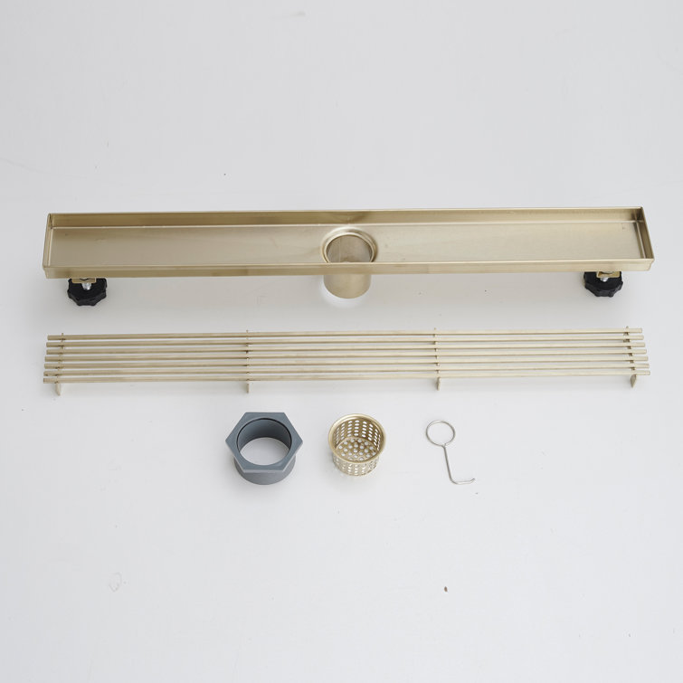 24-Inch Brushed Gold Stainless Steel Linear Shower Drain