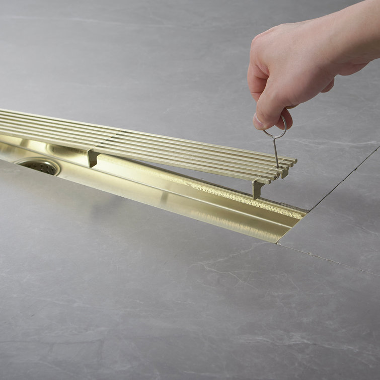 24-Inch Brushed Gold Stainless Steel Linear Shower Drain