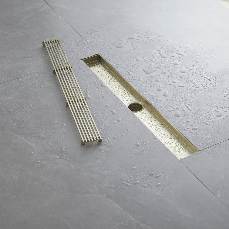 24-Inch Brushed Gold Stainless Steel Linear Shower Drain