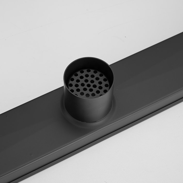 32'' Matte Black Stainless Steel Linear Shower Drain with Slot Pattern Cover