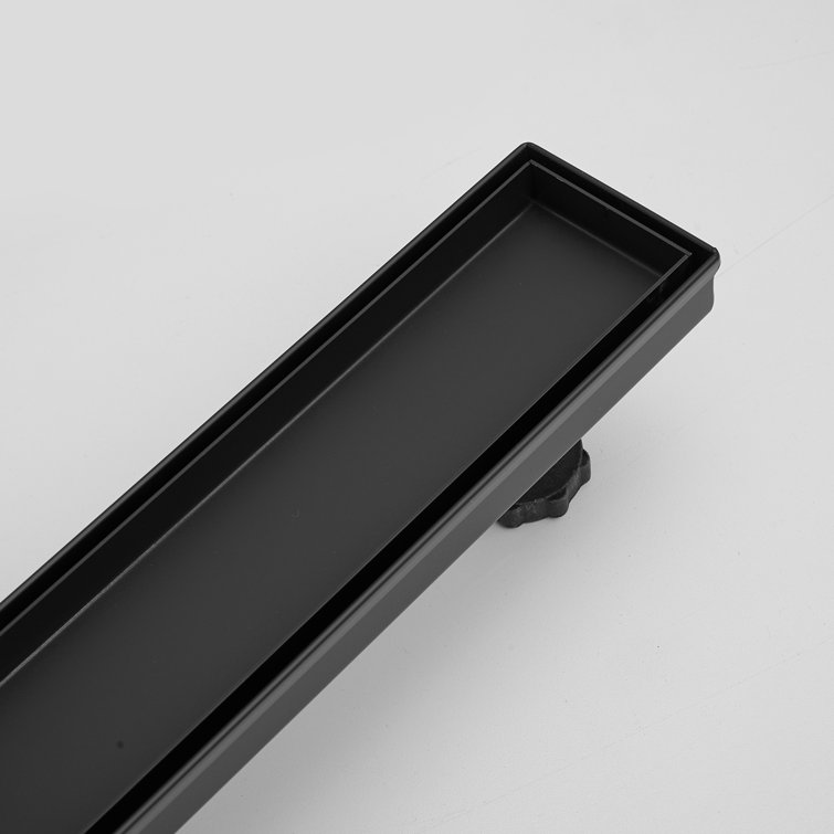 32'' Matte Black Stainless Steel Linear Shower Drain with Slot Pattern Cover