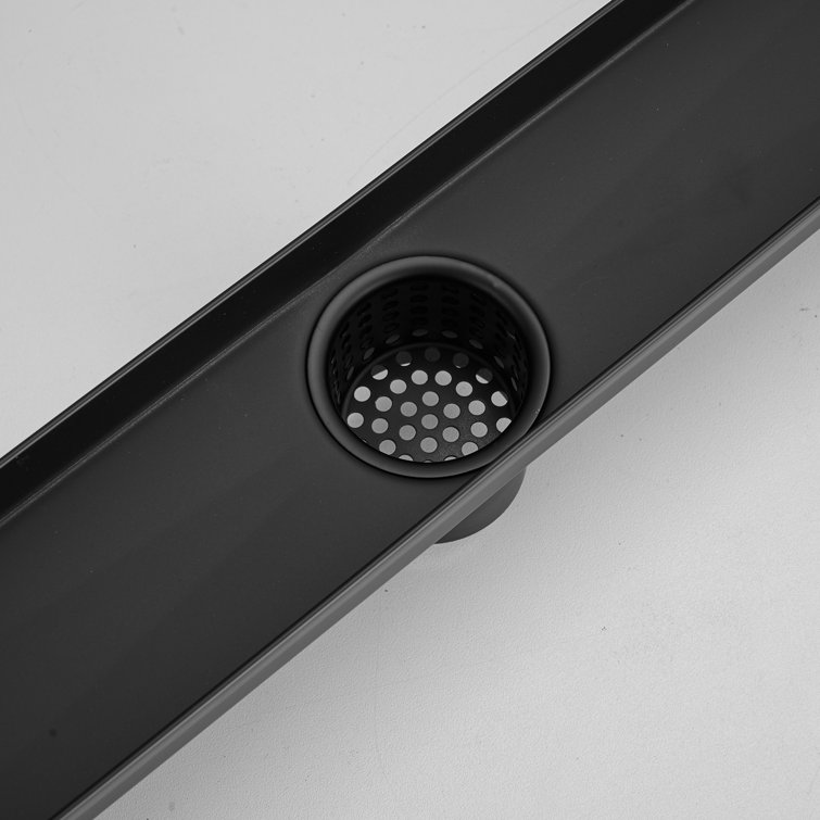 32'' Matte Black Stainless Steel Linear Shower Drain with Slot Pattern Cover