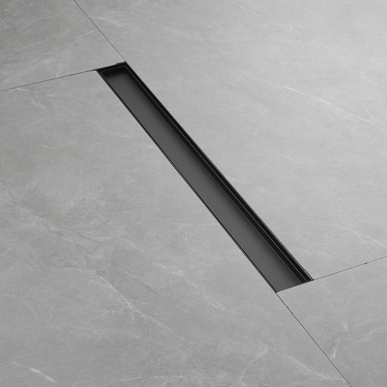 32'' Matte Black Stainless Steel Linear Shower Drain with Slot Pattern Cover