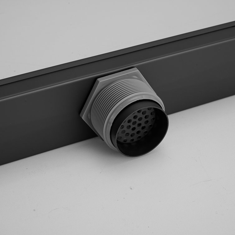 32'' Matte Black Stainless Steel Linear Shower Drain with Slot Pattern Cover