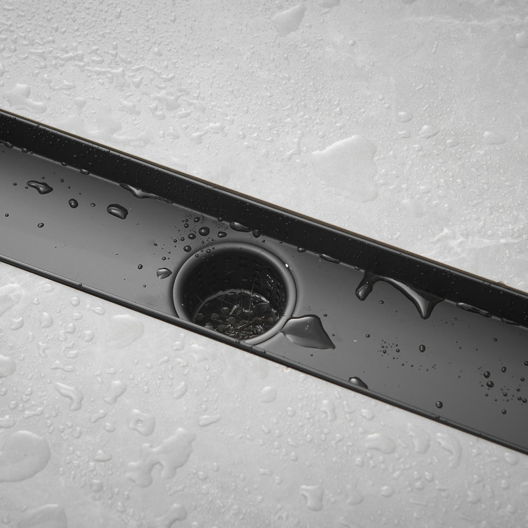 32'' Matte Black Stainless Steel Linear Shower Drain with Slot Pattern Cover