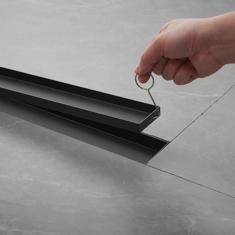 32'' Matte Black Stainless Steel Linear Shower Drain with Slot Pattern Cover