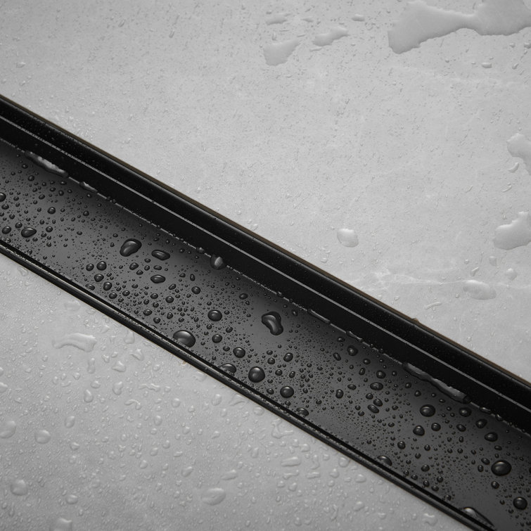 32'' Matte Black Stainless Steel Linear Shower Drain with Slot Pattern Cover