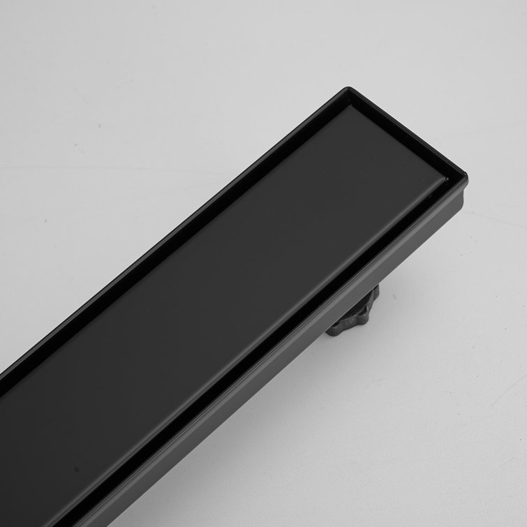 32'' Matte Black Stainless Steel Linear Shower Drain with Slot Pattern Cover