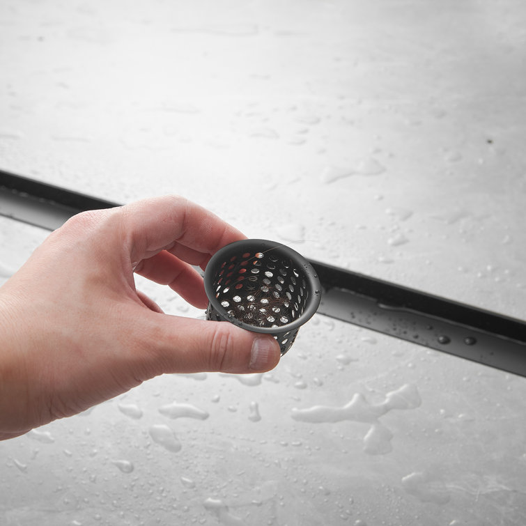 32'' Matte Black Stainless Steel Linear Shower Drain with Slot Pattern Cover