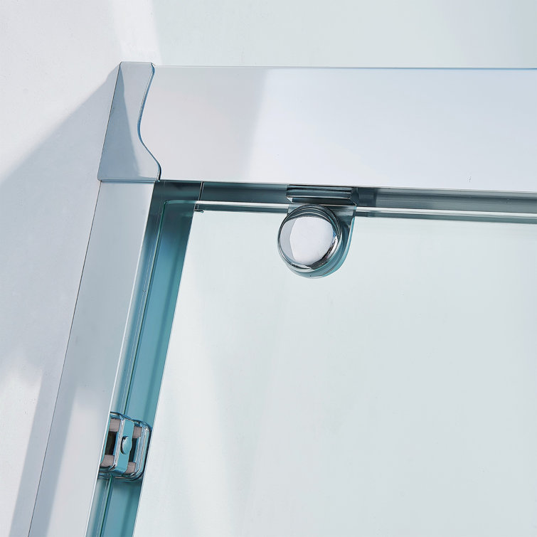 Chrome Frameless Double Sliding Shower Door with Clear Tempered Glass