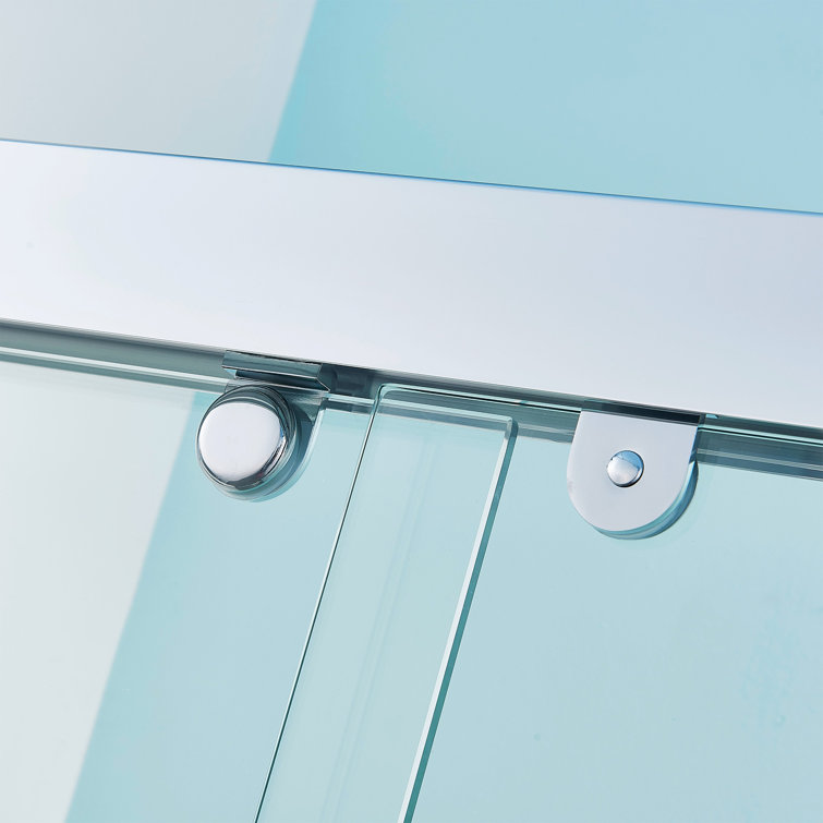 Chrome Frameless Double Sliding Shower Door with Clear Tempered Glass