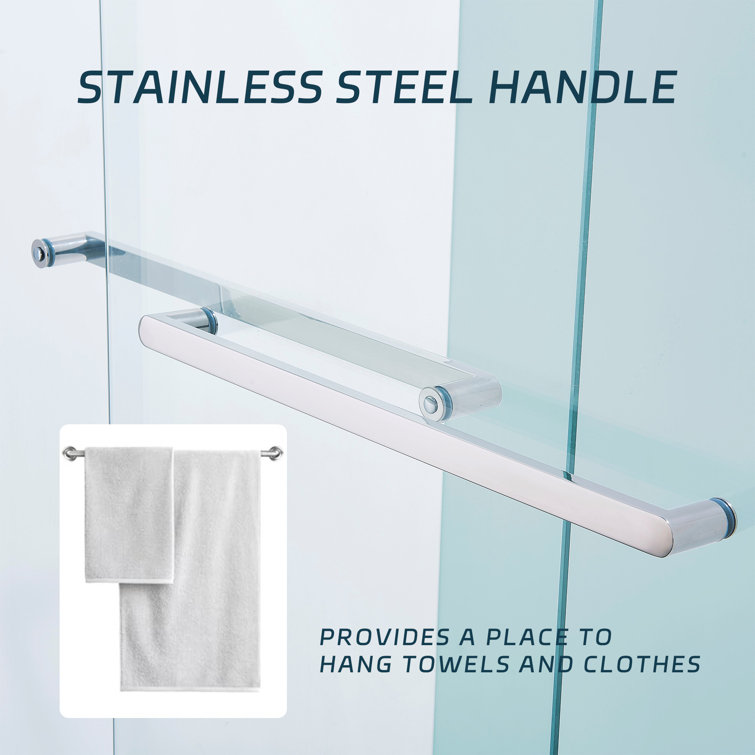 Chrome Frameless Double Sliding Shower Door with Clear Tempered Glass