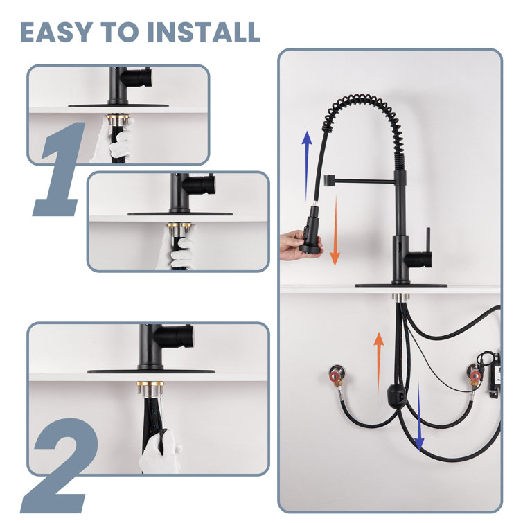 Matte Black Stainless Steel Pull Down Kitchen Faucet with Touchless Sensor