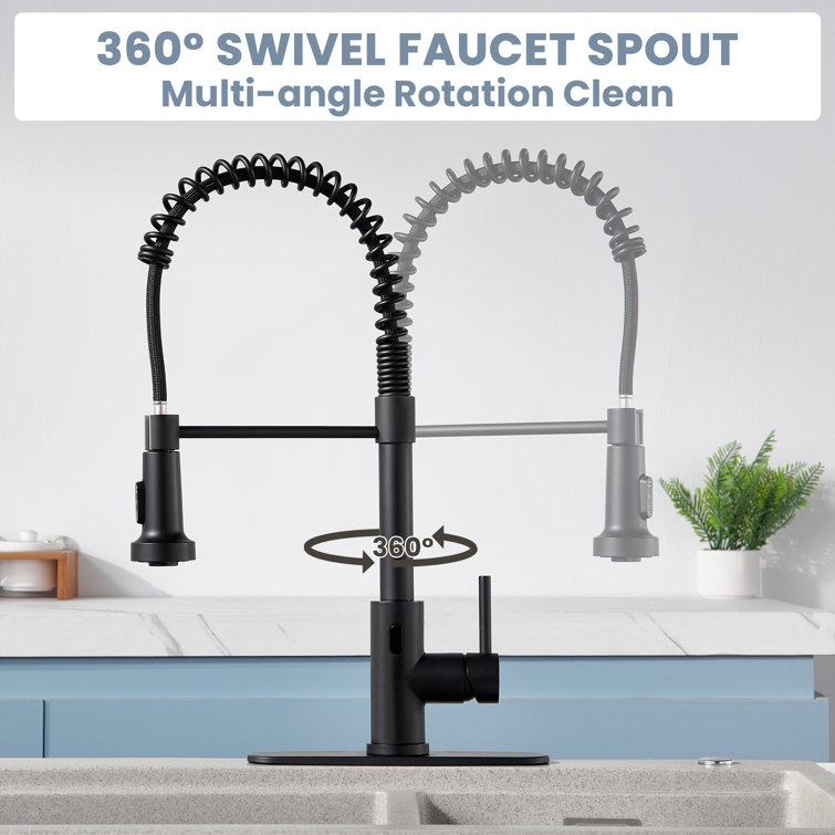 Matte Black Stainless Steel Pull Down Kitchen Faucet with Touchless Sensor