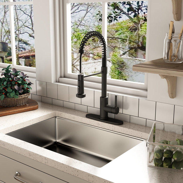 Matte Black Stainless Steel Pull Down Kitchen Faucet with Touchless Sensor