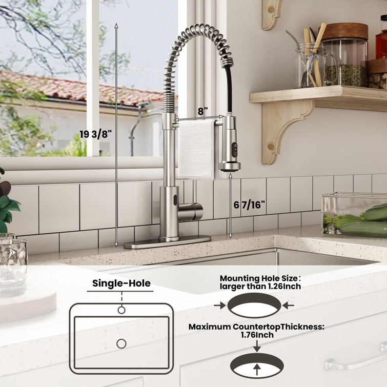 Brushed Nickel Touchless Pull-Down Kitchen Faucet with Spray