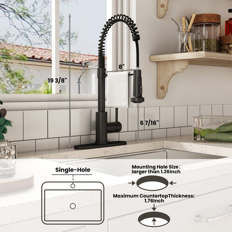 Matte Black Stainless Steel Pull Down Kitchen Faucet with Touchless Sensor