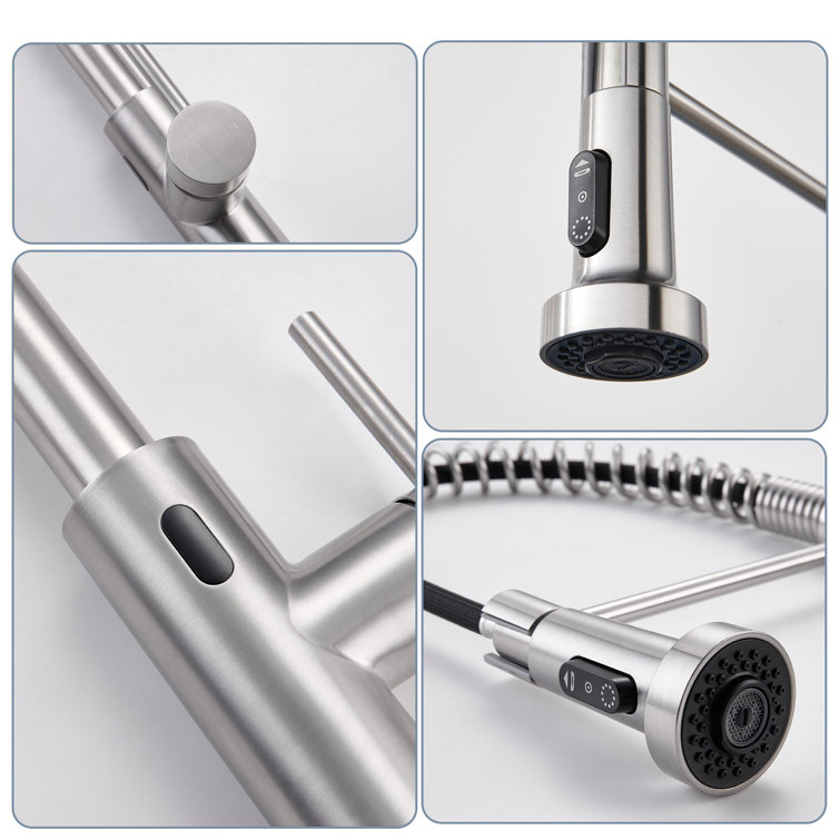 Brushed Nickel Touchless Pull-Down Kitchen Faucet with Spray