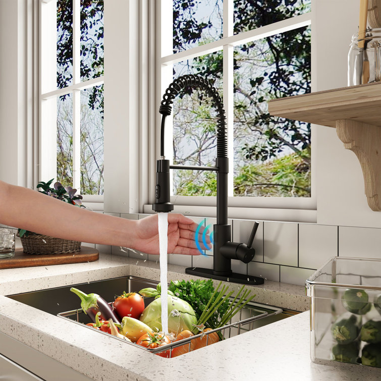 Matte Black Stainless Steel Pull Down Kitchen Faucet with Touchless Sensor