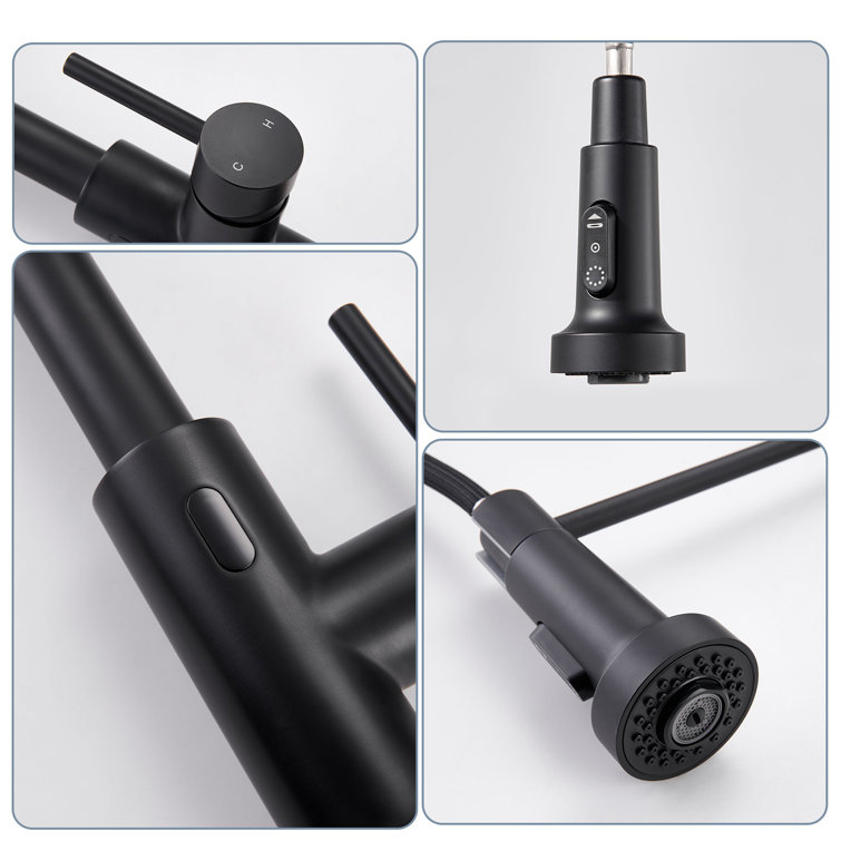 Matte Black Stainless Steel Pull Down Kitchen Faucet with Touchless Sensor