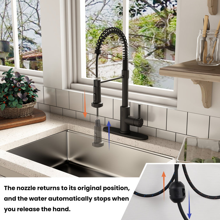 Matte Black Stainless Steel Pull Down Kitchen Faucet with Touchless Sensor